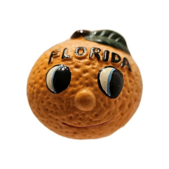 Florida Anthropomorphic Orange Toothpick Holder Souvenir Vintage Retro - Picture 1 of 9